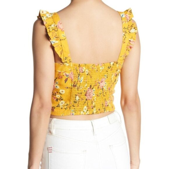 Abound Ruffled Linen Blend Crop Top - Picture 2 of 5